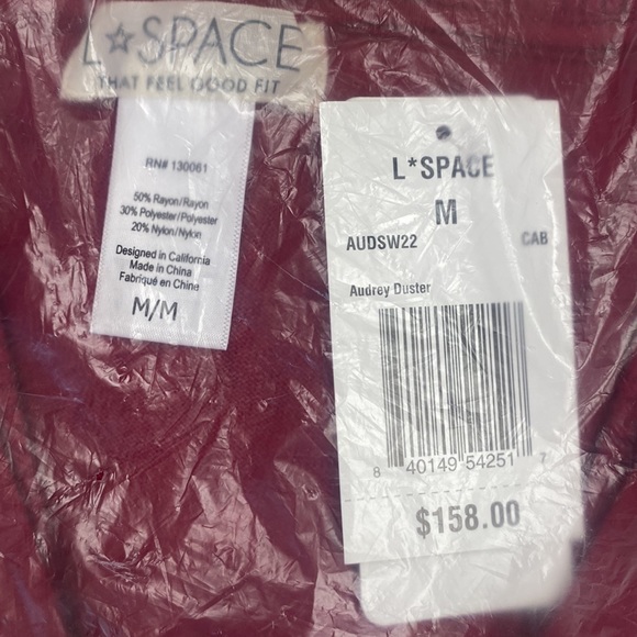 (A8) L*Space Audrey Duster, in Color: Cabernet, Size Medium, NWT - Picture 12 of 12